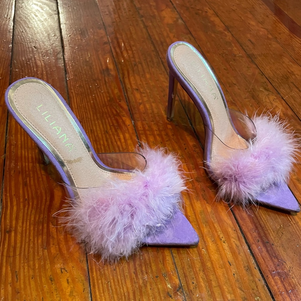 y2k furry purple shoes